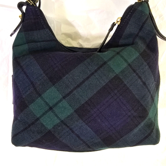 Dooney & Bourke Navy Green Plaid Tartan Bag Purse & Authentic paper - Picture 8 of 13